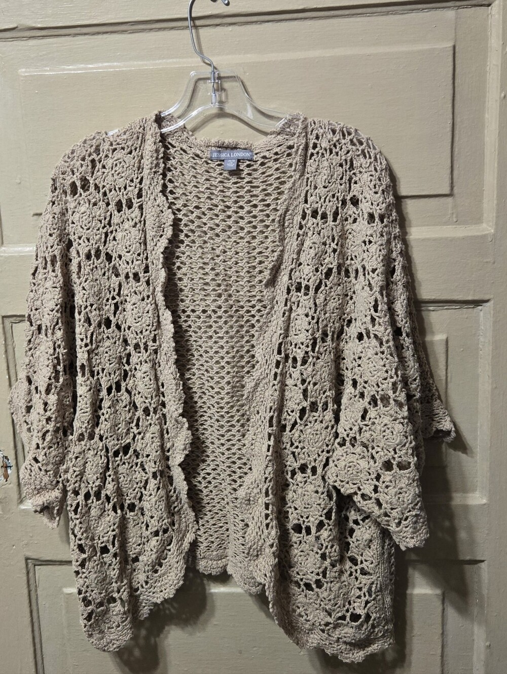Jessica London Open Knit Floral Short Sleeved Shrug Size: 26/28 2X